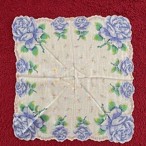 2/30 Vintage 50’s Purple Rose Handkerchief